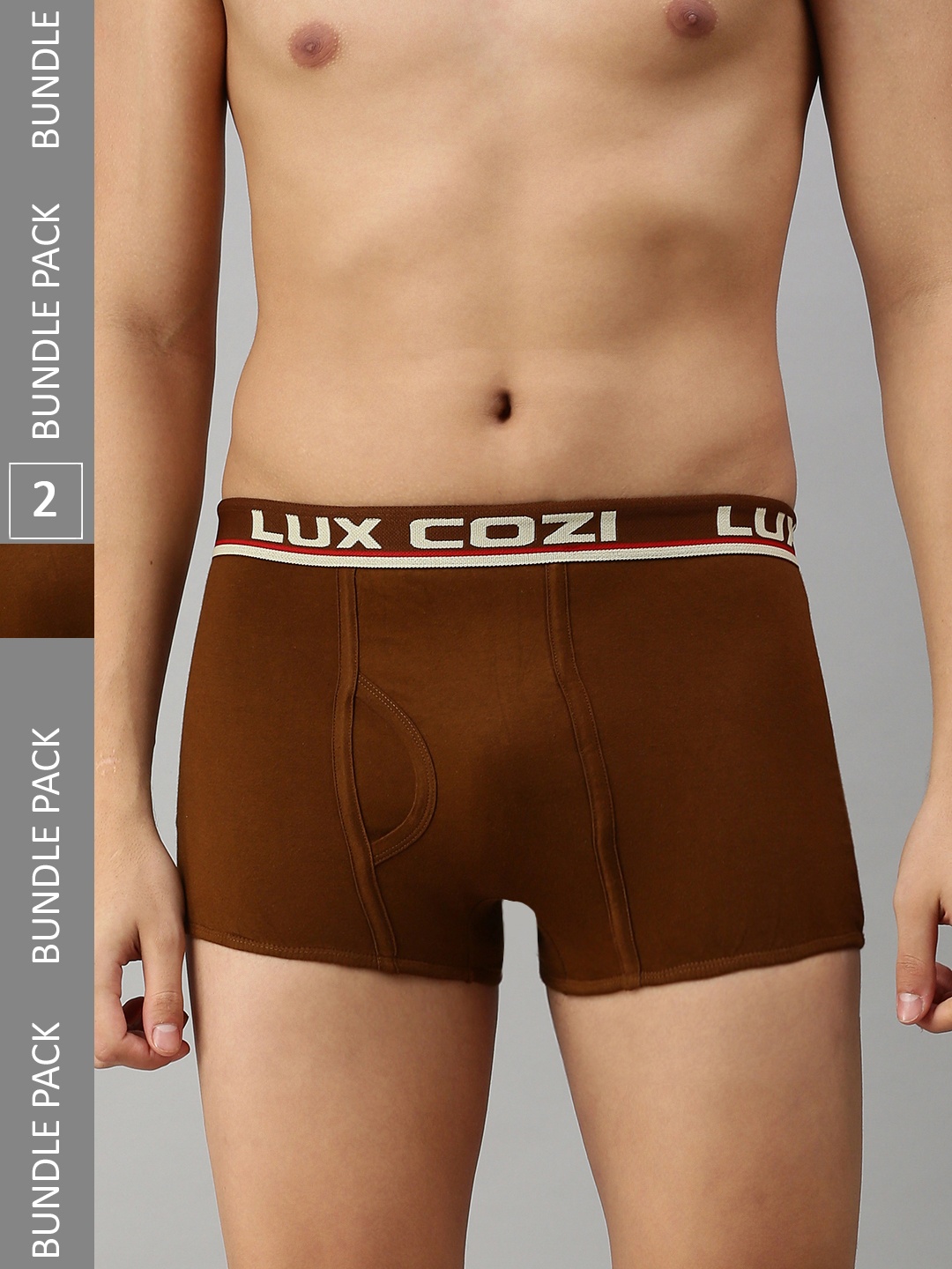 

Lux Cozi Men Pack Of 2 Pure Cotton Mid-Rise Basic Solid Semi-Long Trunk, Maroon