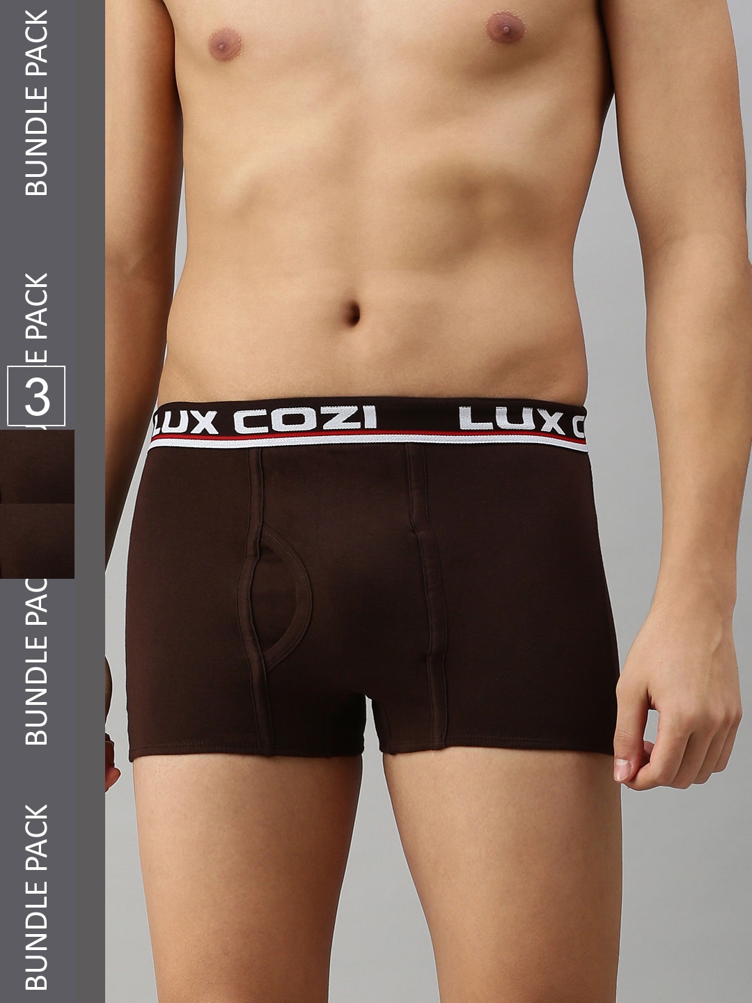 

Lux Cozi Men Pack Of 3 Mid-Rise Trunks, Brown