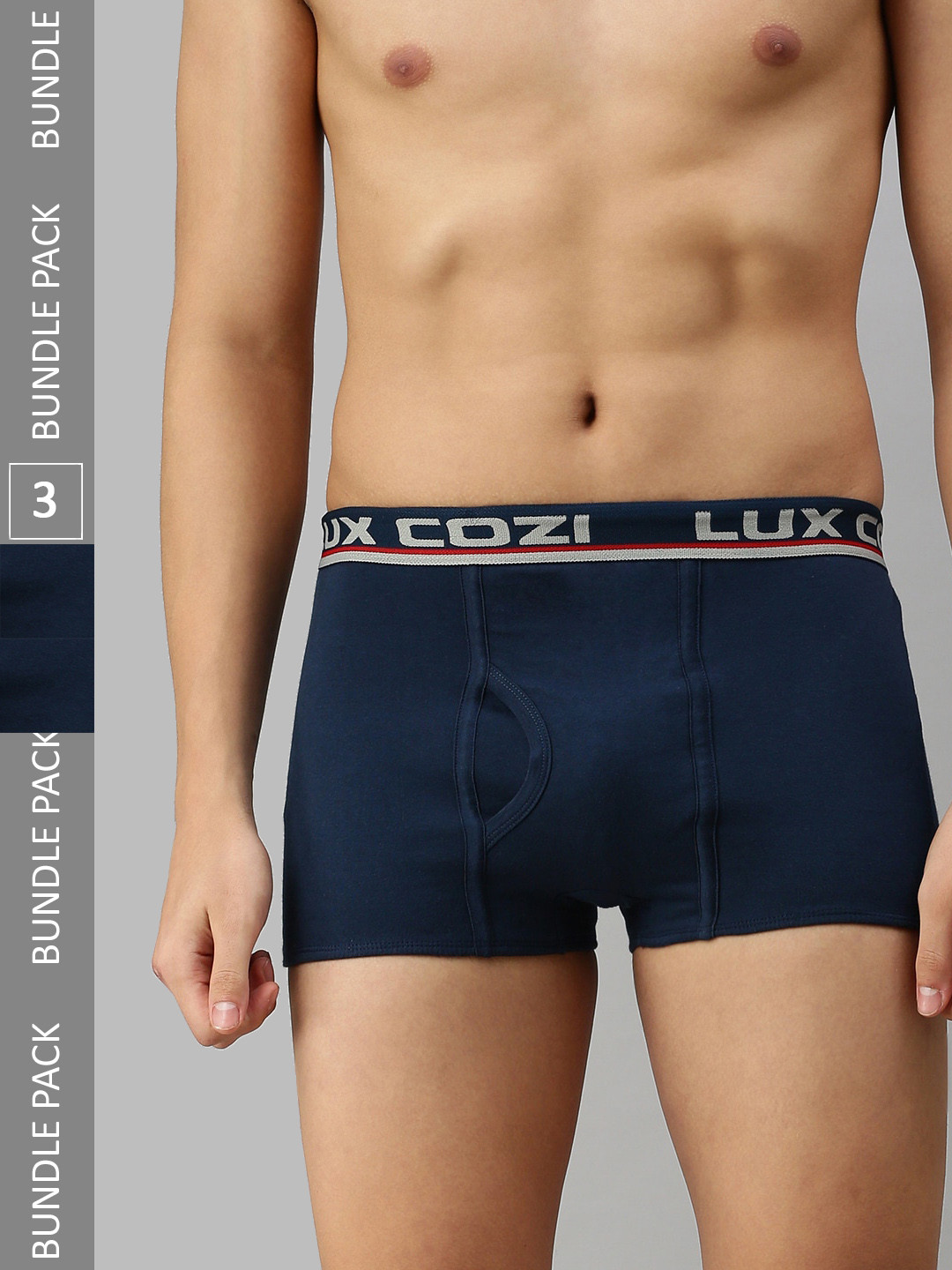

Lux Cozi Men Pack Of 3 Mid Rise Trunks- COZI_BIGSHOT_SLP_MBU_3PC, Navy blue