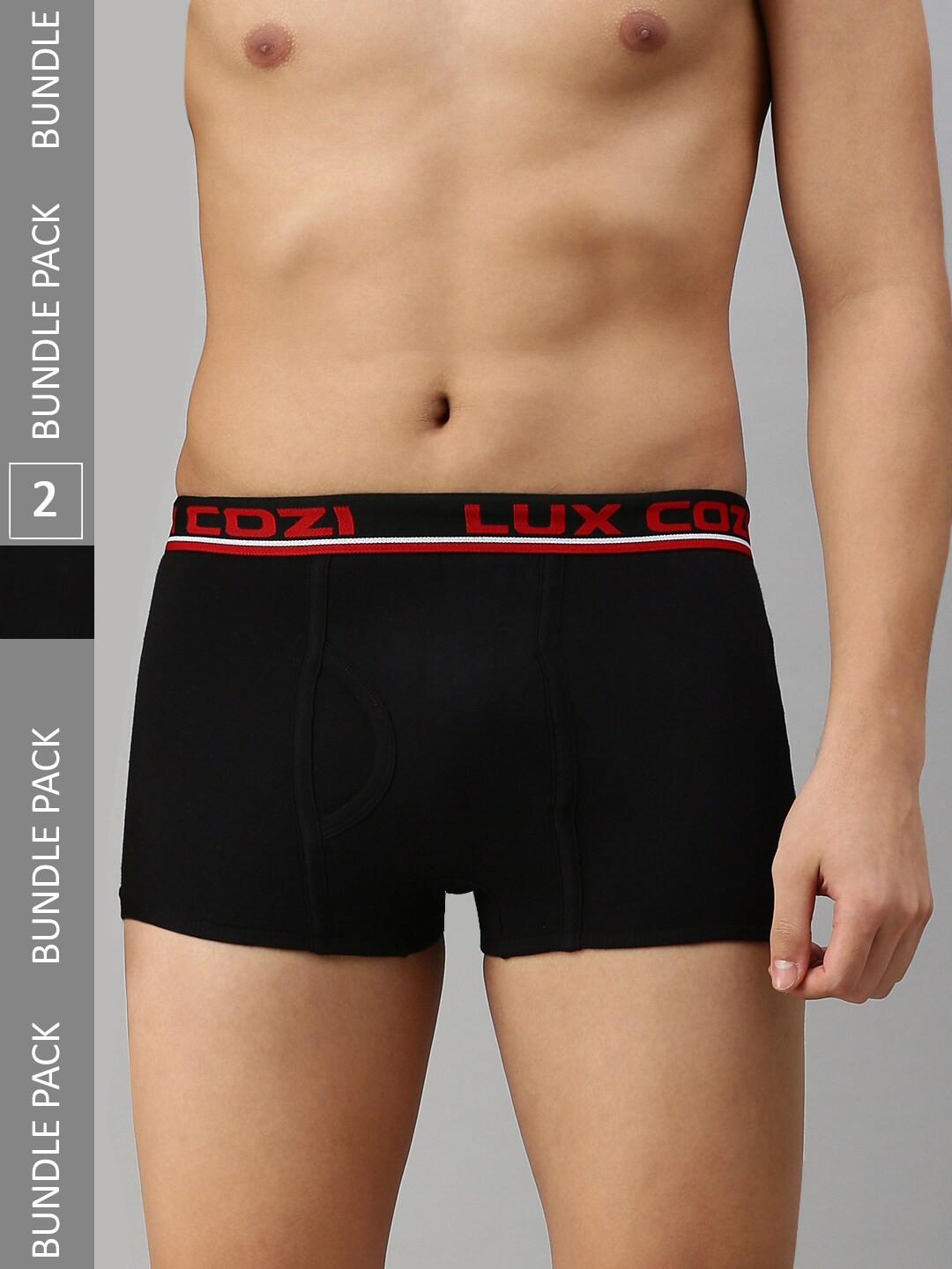 

Lux Cozi Men Pack of 3 Mid-Rise Cotton Blend Trunks, Black