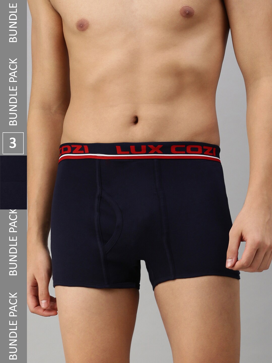 

Lux Cozi Men Plus Size Pack Of 3 Mid-Rise Trunks COZI_BIGSHOT_SLP_NB_3PC, Navy blue