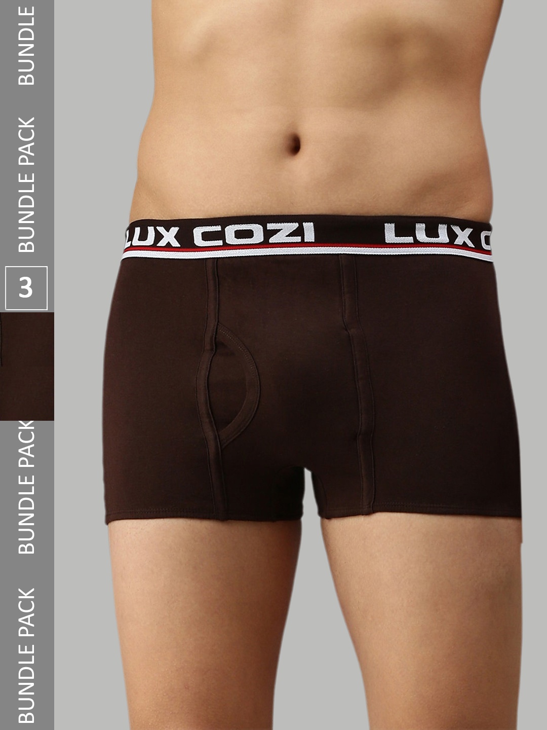 

Lux Cozi Men Pack Of 3 Mid Rise Trunks COZI_BIGSHOT_SLP_BRN_3PC, Brown