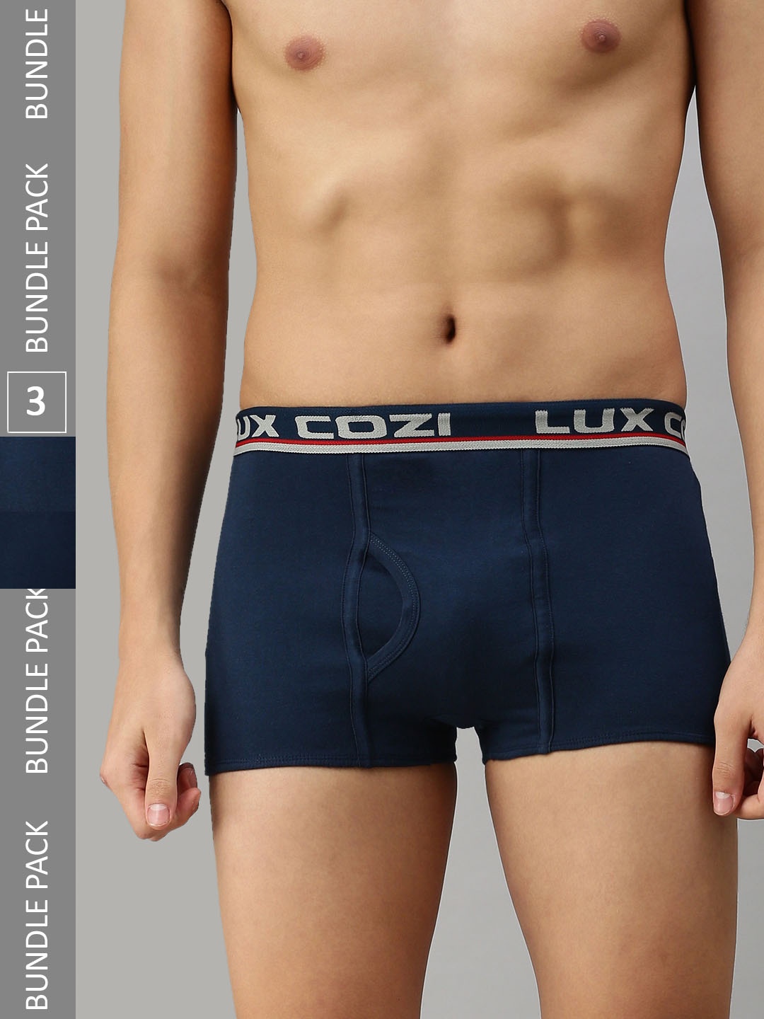 

Lux Cozi Men Pack Of 3 Mid-Rise Pure Cotton Trunks COZI_BIGSHOT_SLP_MBU_3PC, Blue