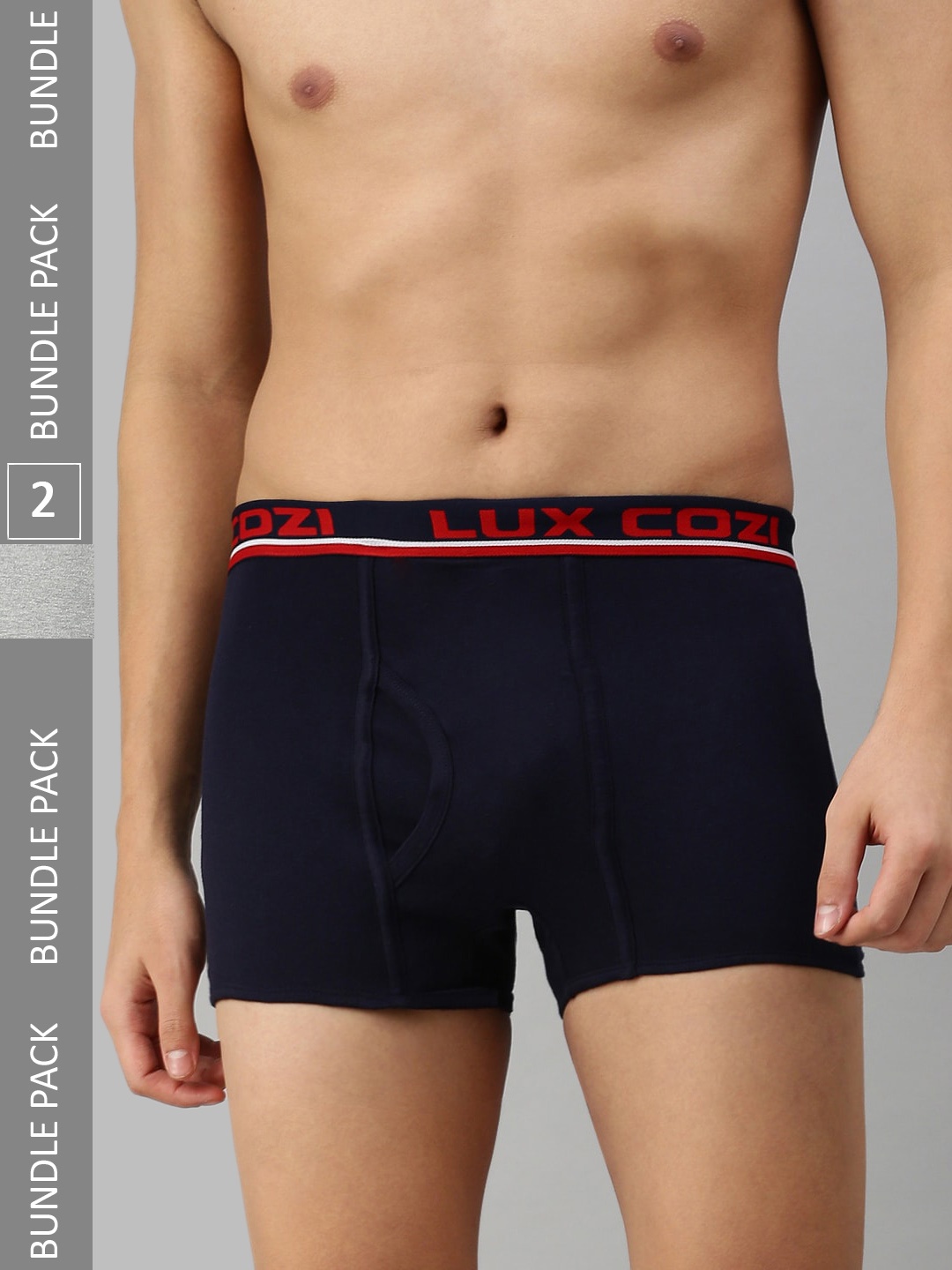 

Lux Cozi Men Plus Size Pack Of 2 Trunks- COZI_BIGSHOT_SLP_GM_NB_2PC, Grey melange
