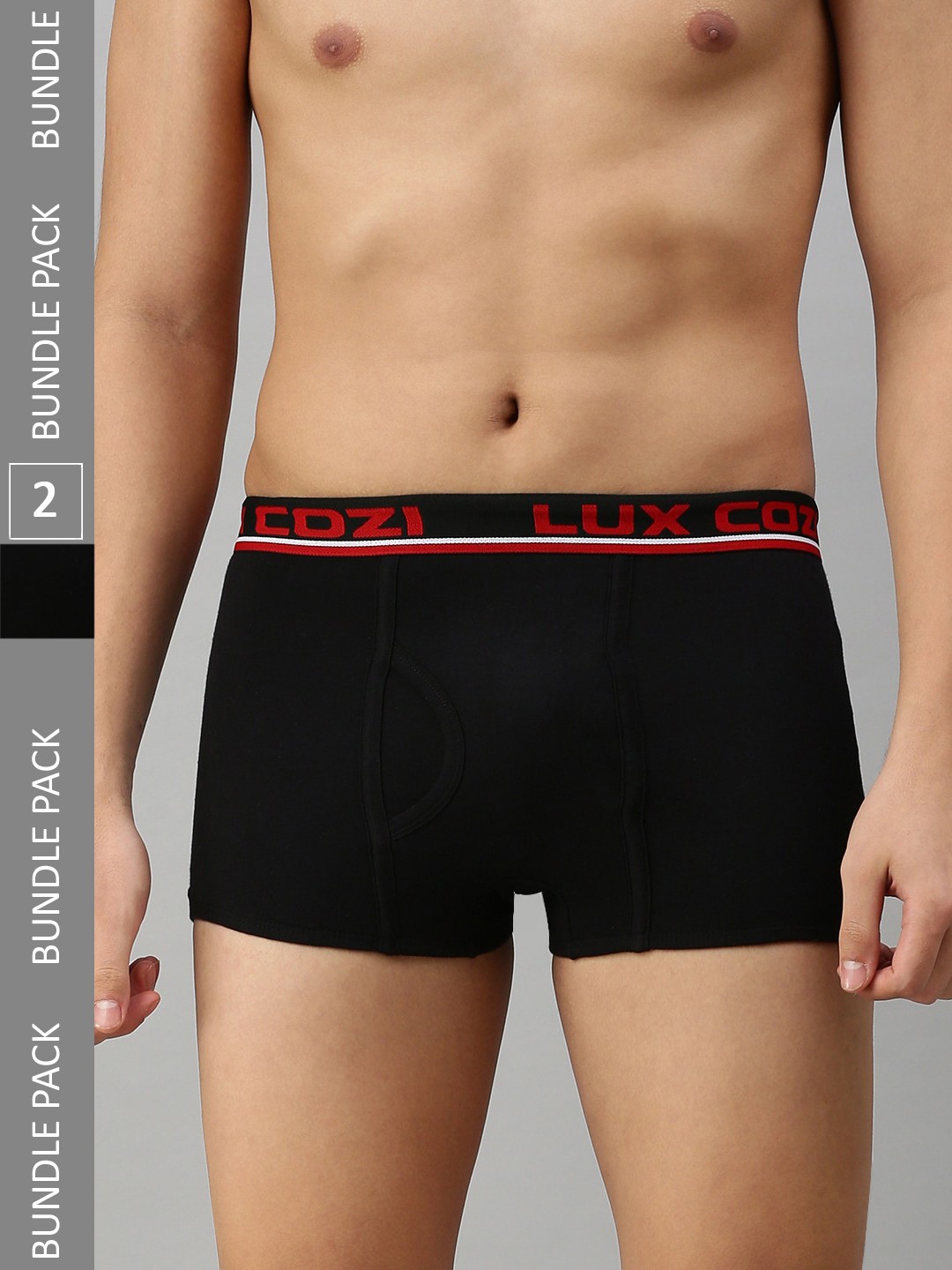 

Lux Cozi Men Pack Of 2 Mid-Rise Pure Cotton Trunks COZI_BIGSHOT_SLP_BLK_2PC, Black