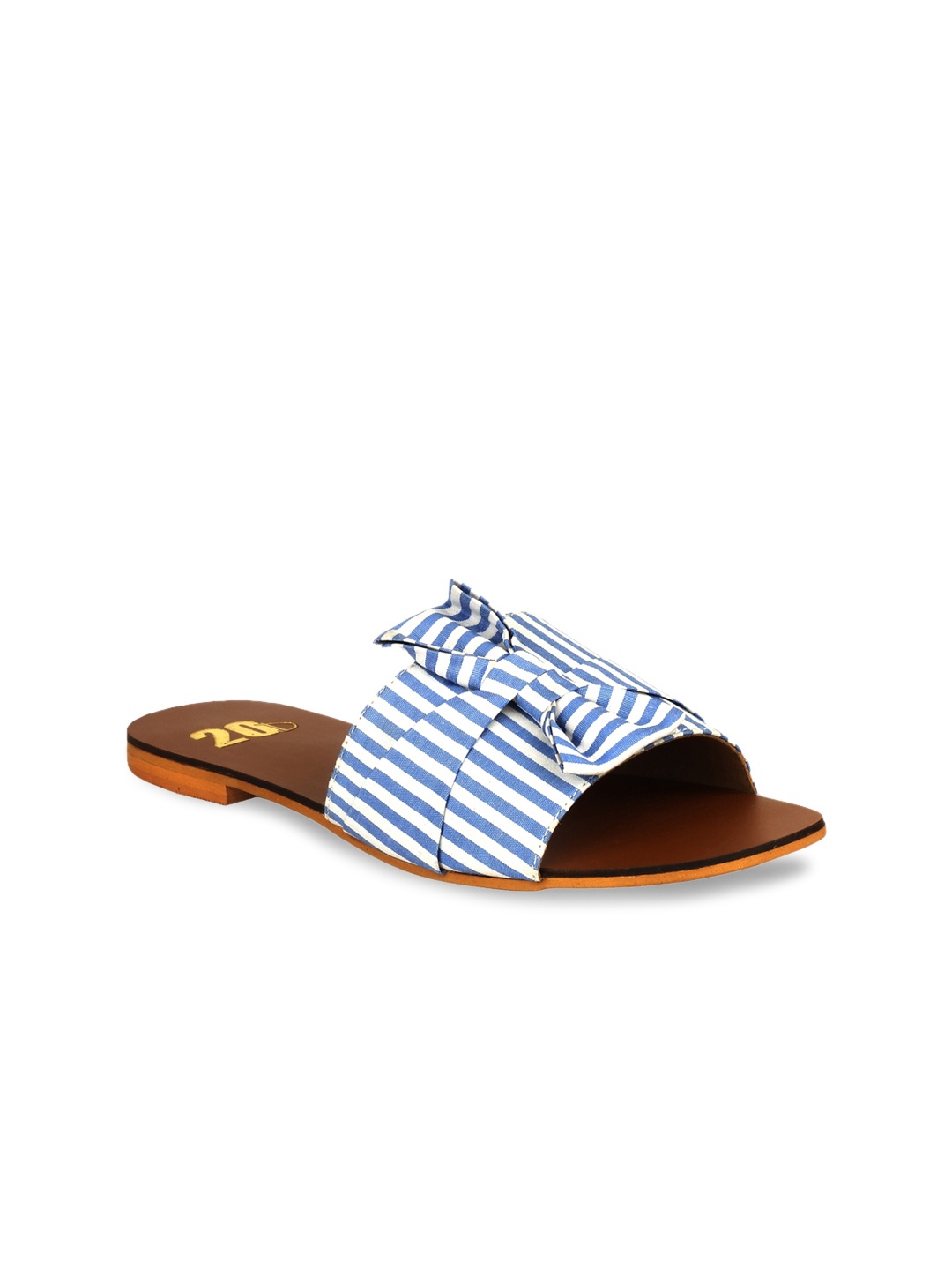 

20Dresses Women Blue Striped Synthetic Open Toe Flats