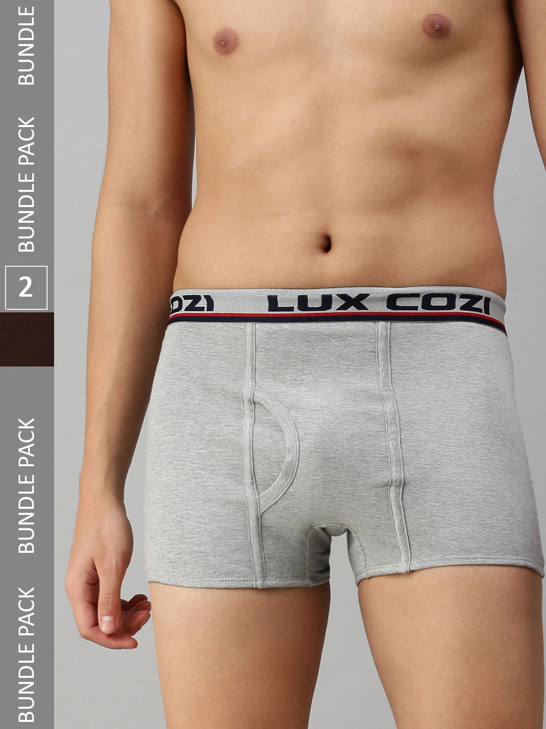 

Lux Cozi Men Pack Of 2 Mid-Rise Trunks COZI_BIGSHOT_SLP_BRN_GM_2PC, Coffee brown
