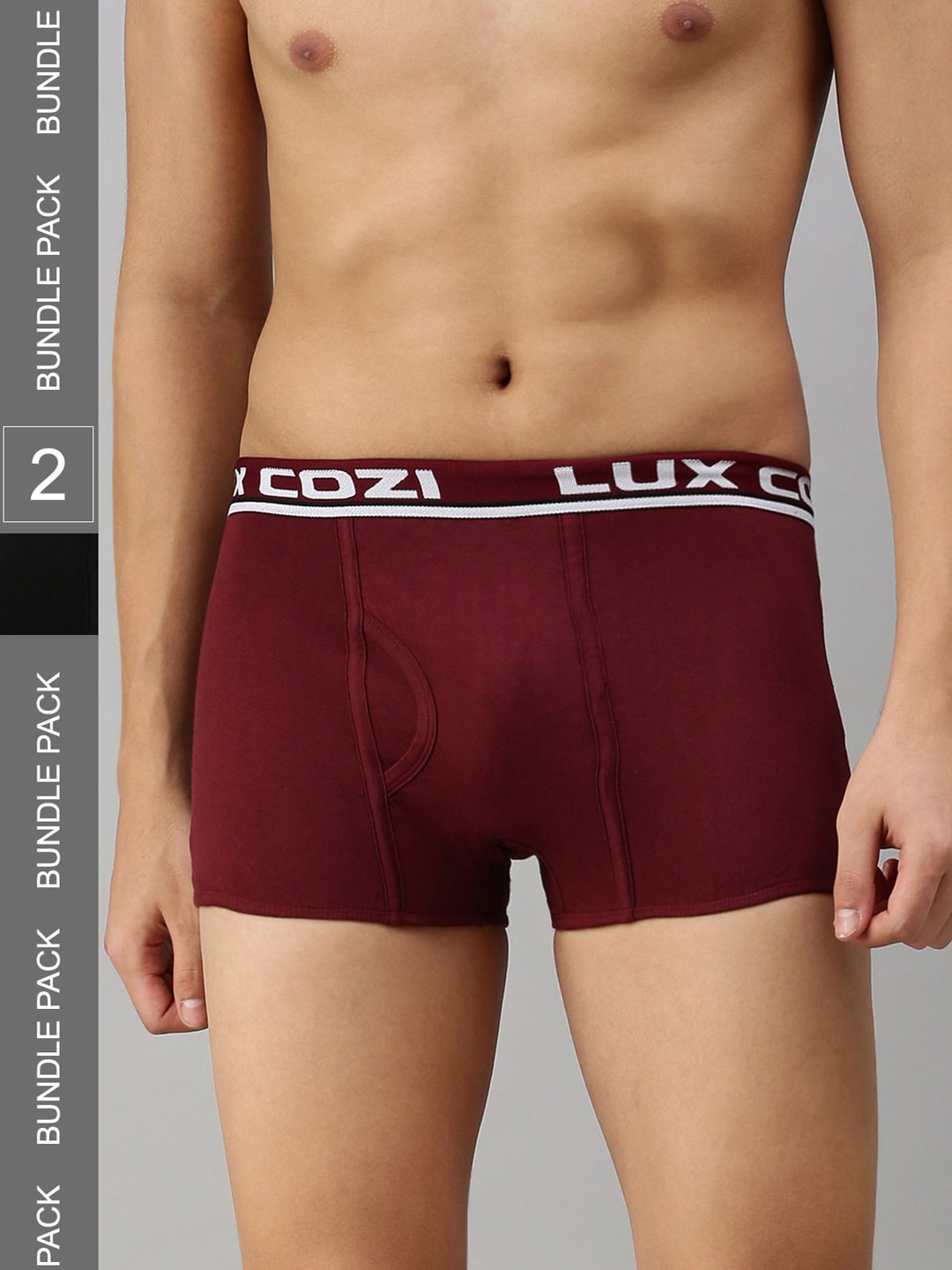 

Lux Cozi Men Pack Of 2 Mid-Rise Trunks COZI_BIGSHOT_SLP_BLK_MRN_2PC, Black