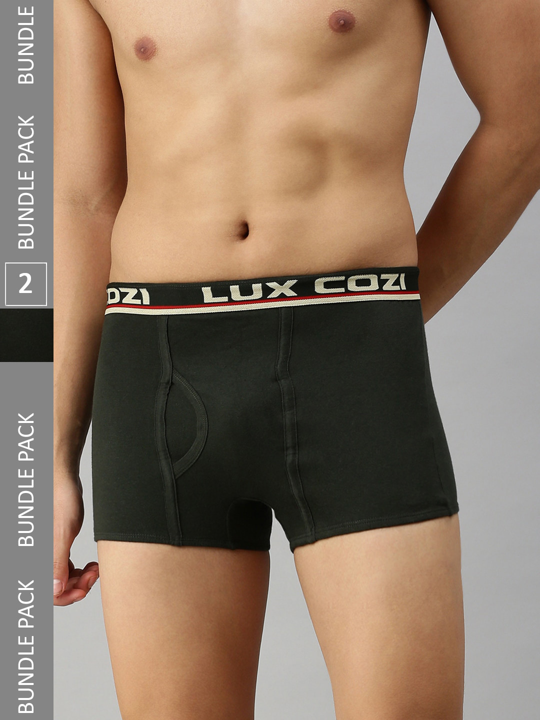 

Lux Cozi Men Pack Of 2 Cotton Trunks COZI_BIGSHOT_SLP_DG_2PC, Grey