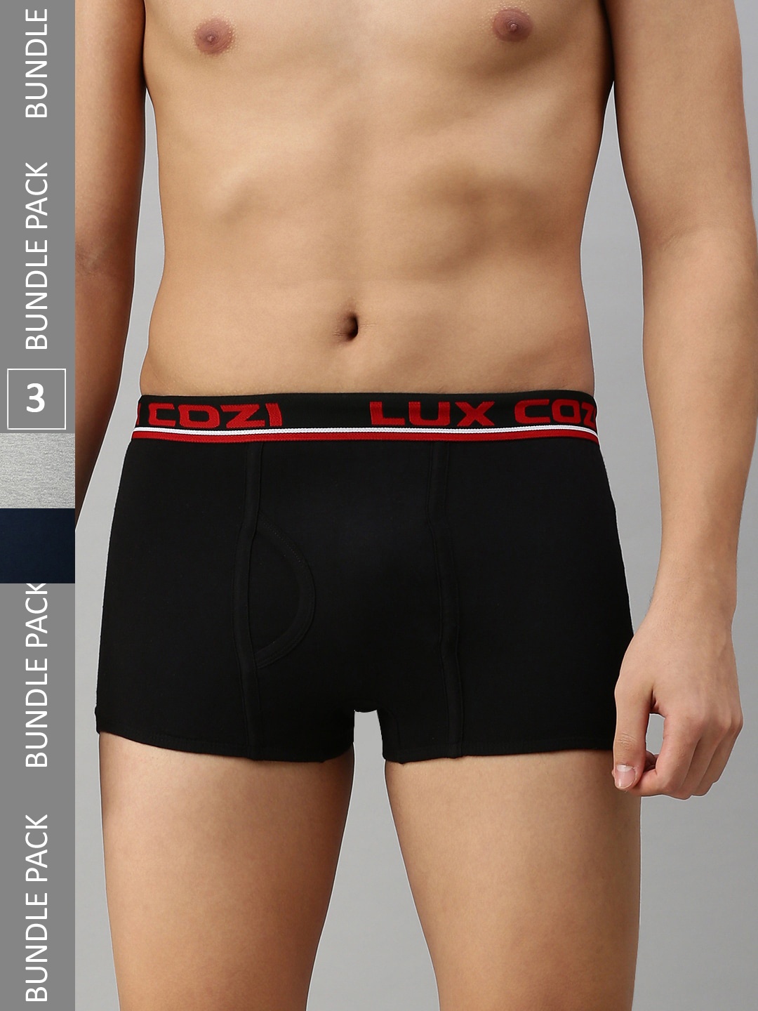 

Lux Cozi Men Pack Of 3 Deo-Soft Trunks, Black