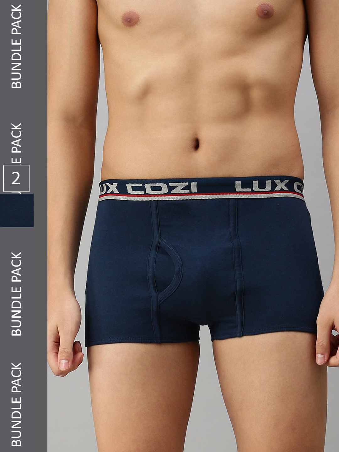 

Lux Cozi Men Plus Size Pack Of 2 Mid-Rise Trunks COZI_BIGSHOT_SLP_MBU_2PC, Navy blue