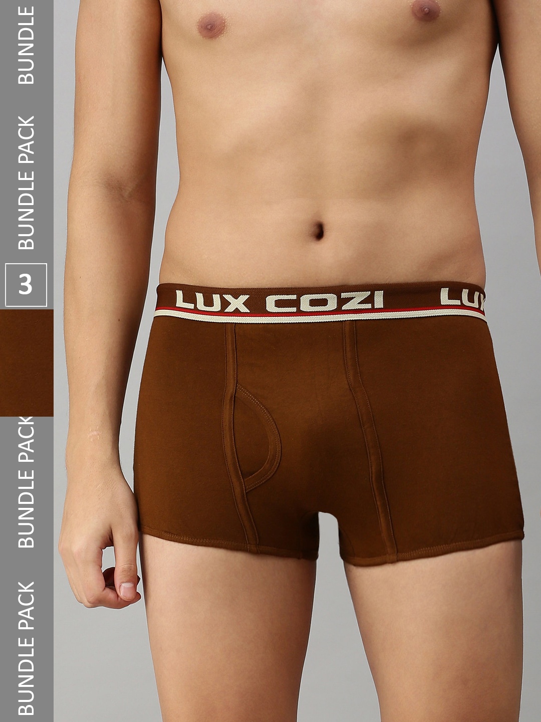 

Lux Cozi Men Pack Of 3 Cotton Blend Trunk, Brown