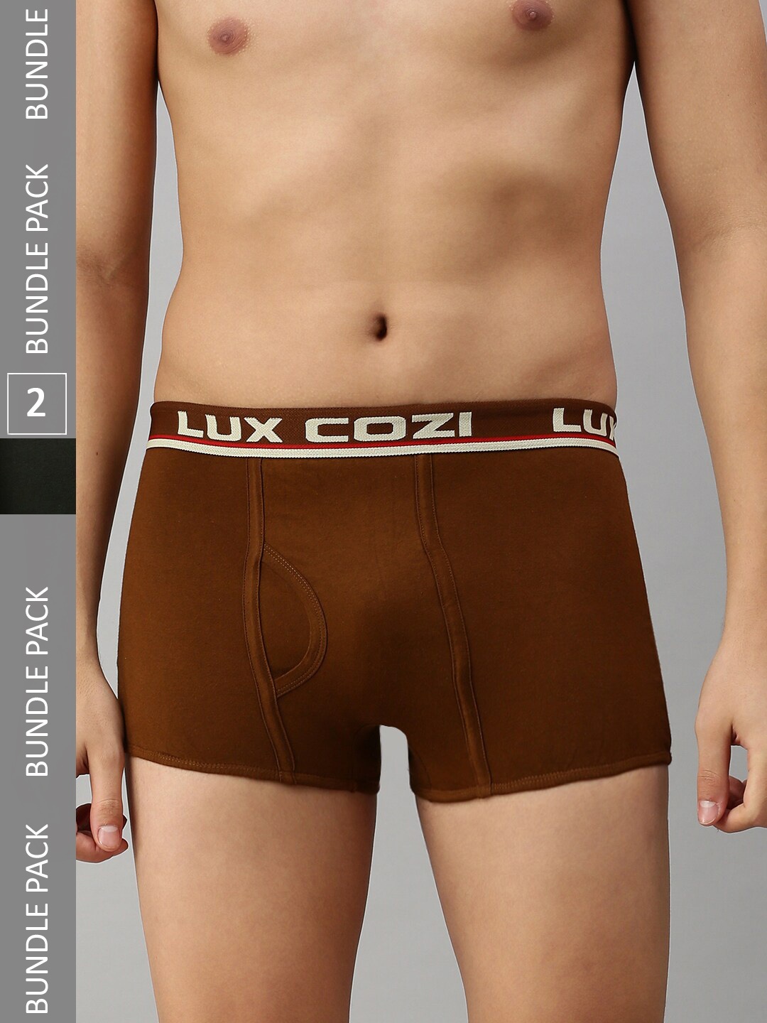 

Lux Cozi Men Pack of 2 Mid-Rise Short Length Trunks COZI_BIGSHOT_SLP_DG_MST_2PC, Grey