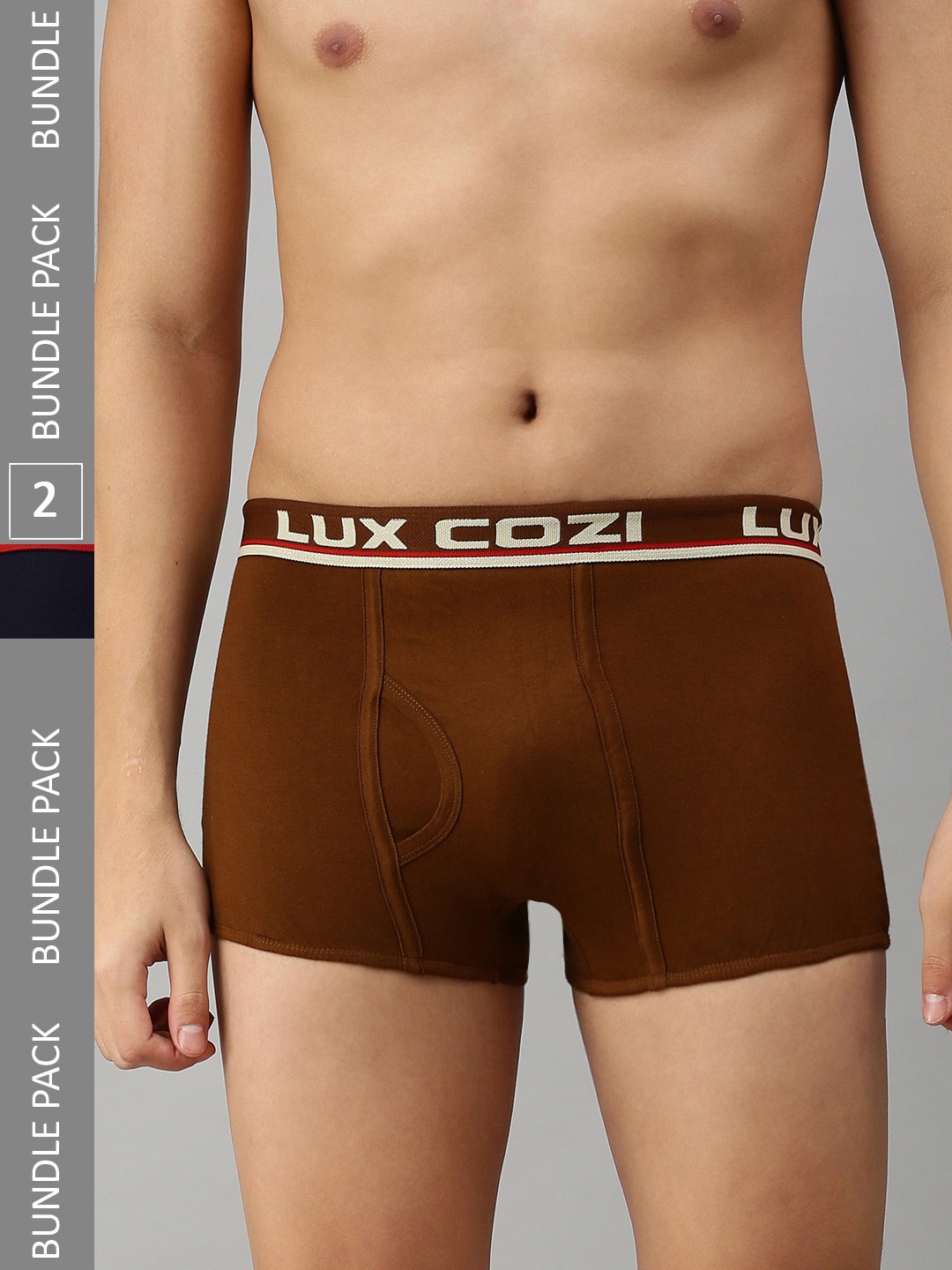 

Lux Cozi Men Pack Of 2 Cotton Mid-Rise Trunks, Navy blue