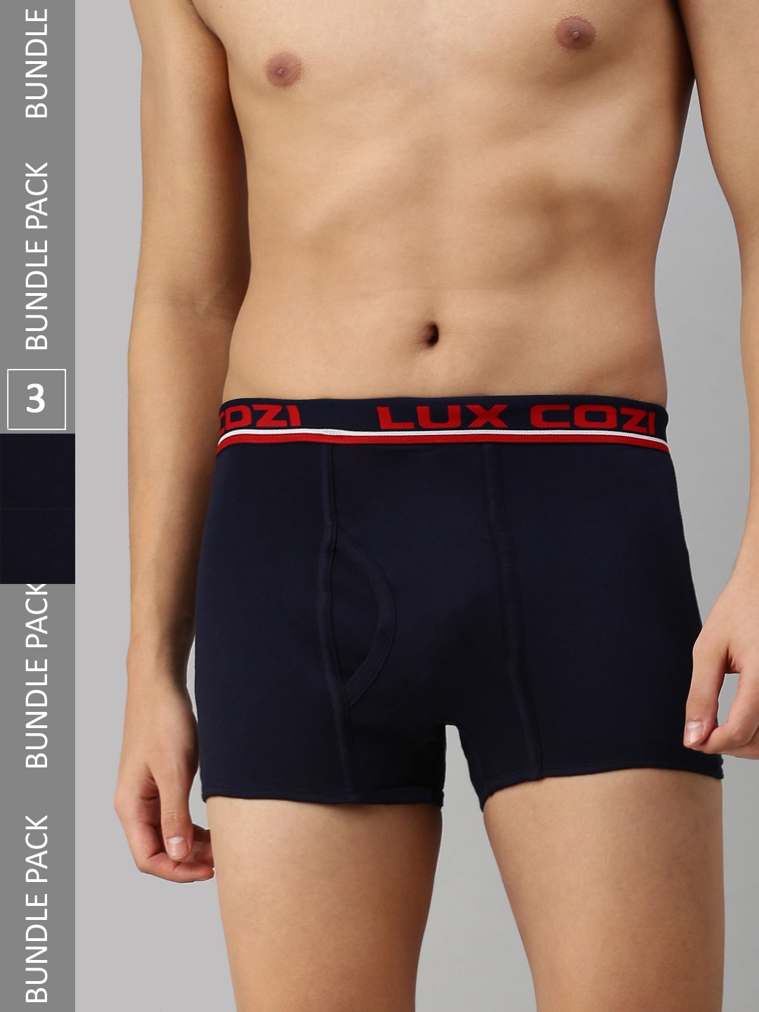 

Lux Cozi Men Pack Of 3 Mid-Rise Trunks, Navy blue