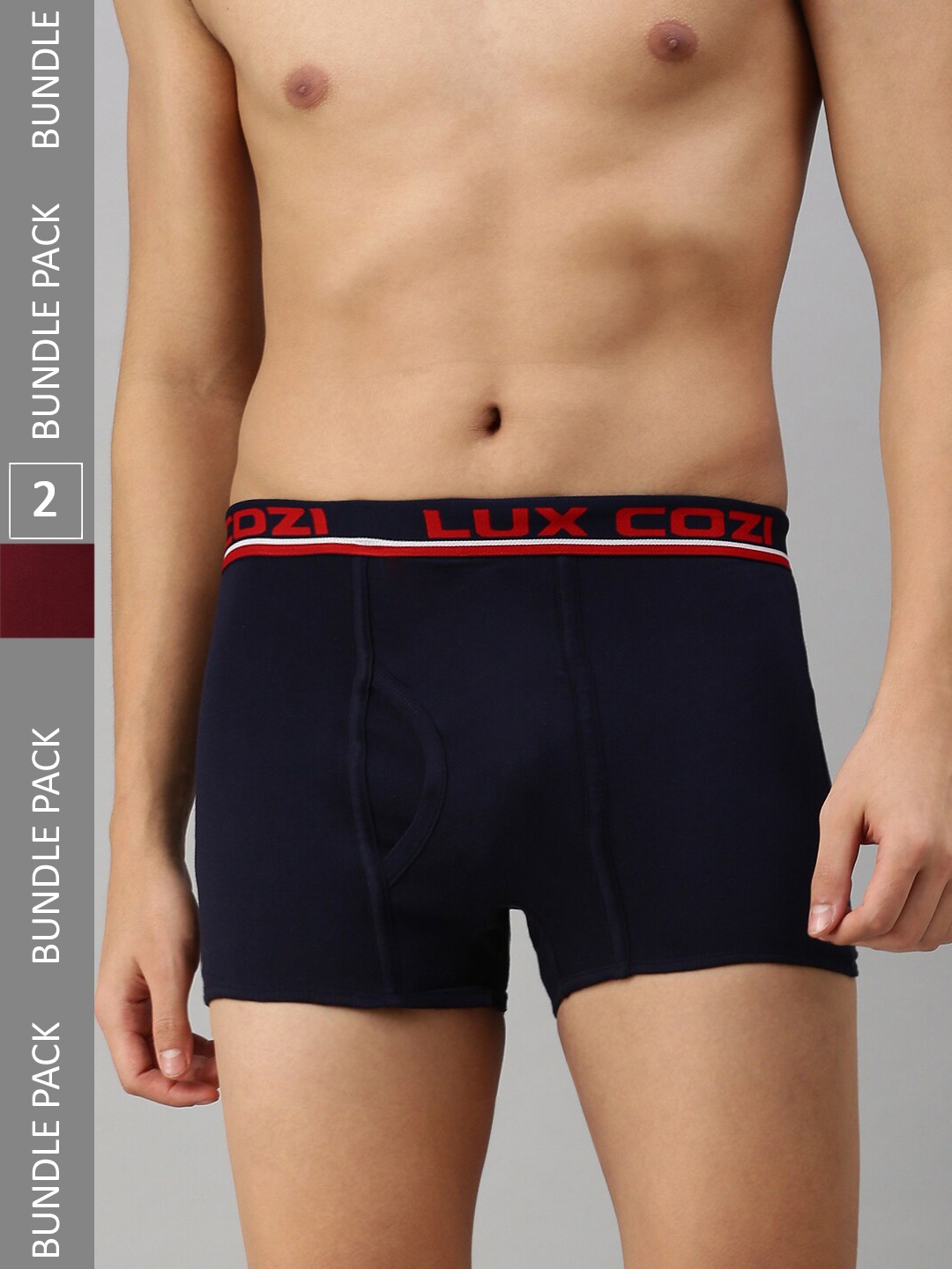 

Lux Cozi Men Plus Size Pack of 2 Mid-Rise Short Length Trunks COZI_BIGSHOT_SLP_MRN_NB_2PC, Maroon