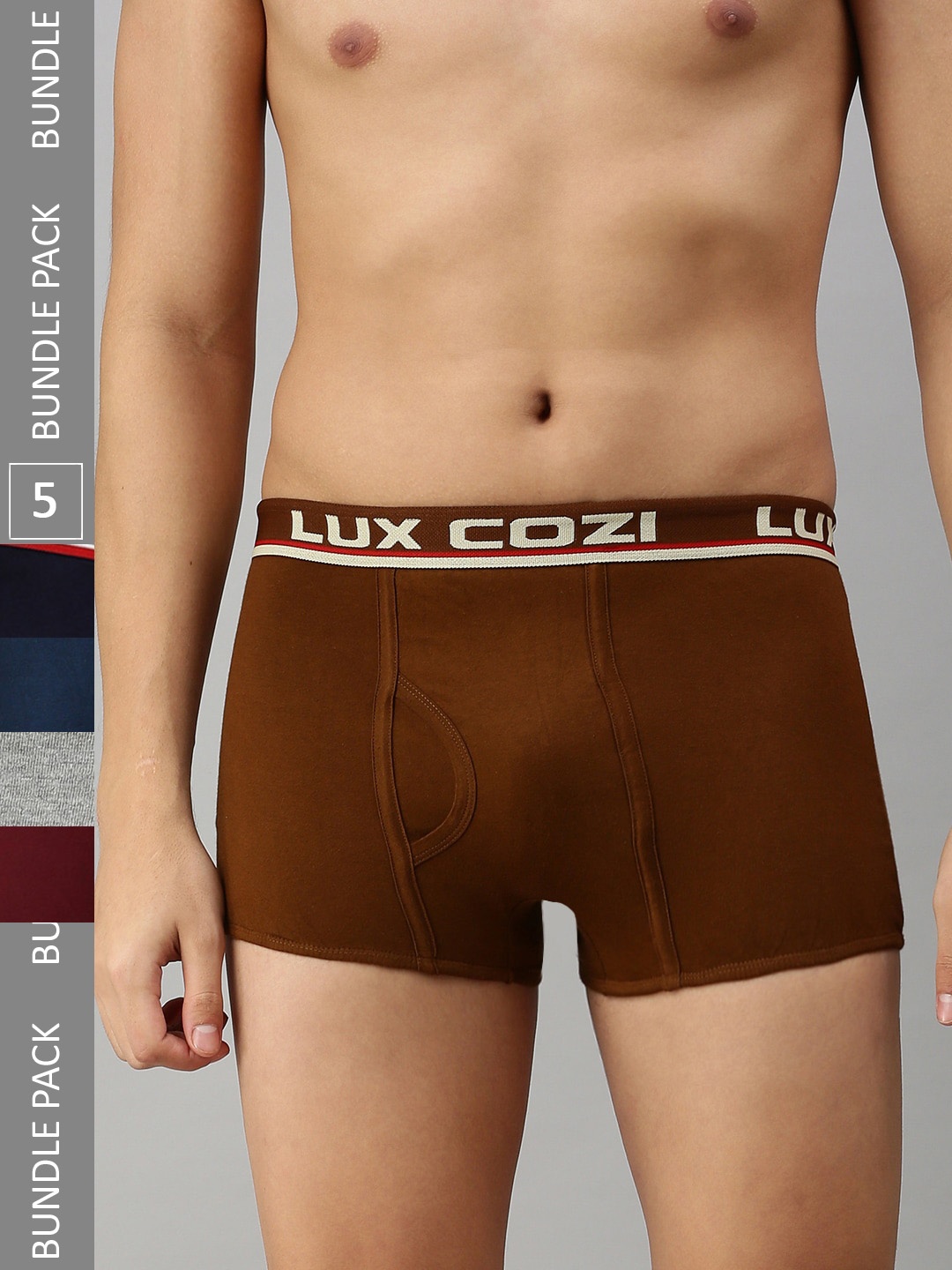 

Lux Cozi Men Pack Of 5 Mid-Rise Cotton Assorted Trunks