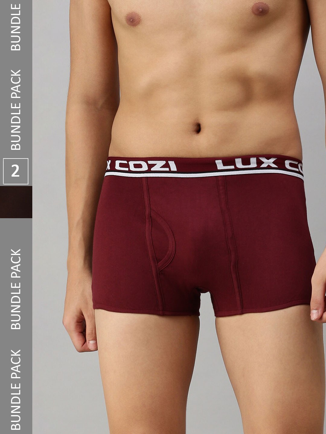 

Lux Cozi Men Pack of 2 Mid-Rise Short Length Trunks COZI_BIGSHOT_SLP_BRN_MRN_2PC, Brown