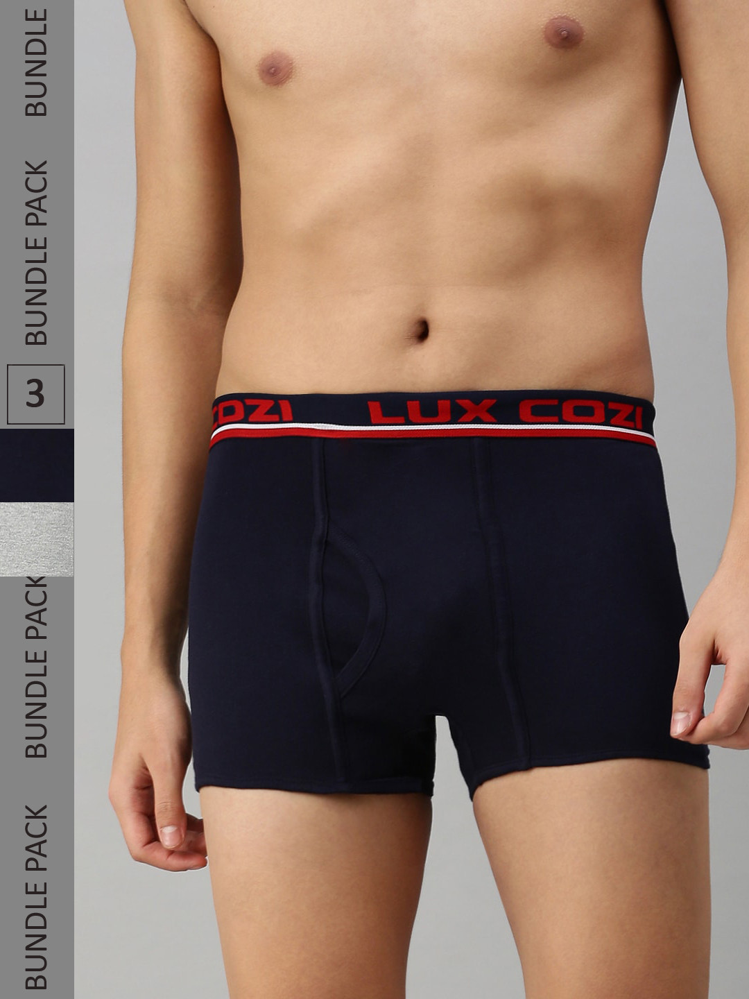 

Lux Cozi Men Pack Of 3 Mid-Rise Trunks, Black