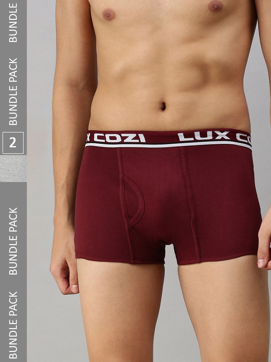 

Lux Cozi Men Pack Of 2 Cotton Blend Trunk, Grey melange