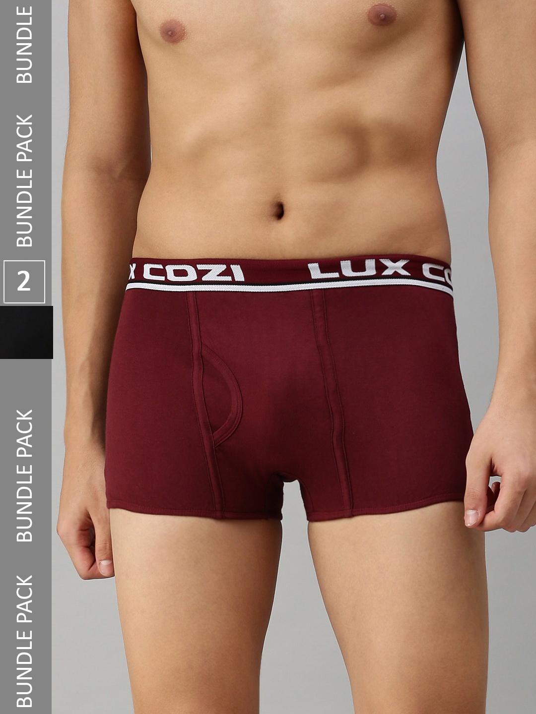 

Lux Cozi Men Pack Of 2 Trunks- COZI_BIGSHOT_SLP_BLK_MRN_2PC, Black