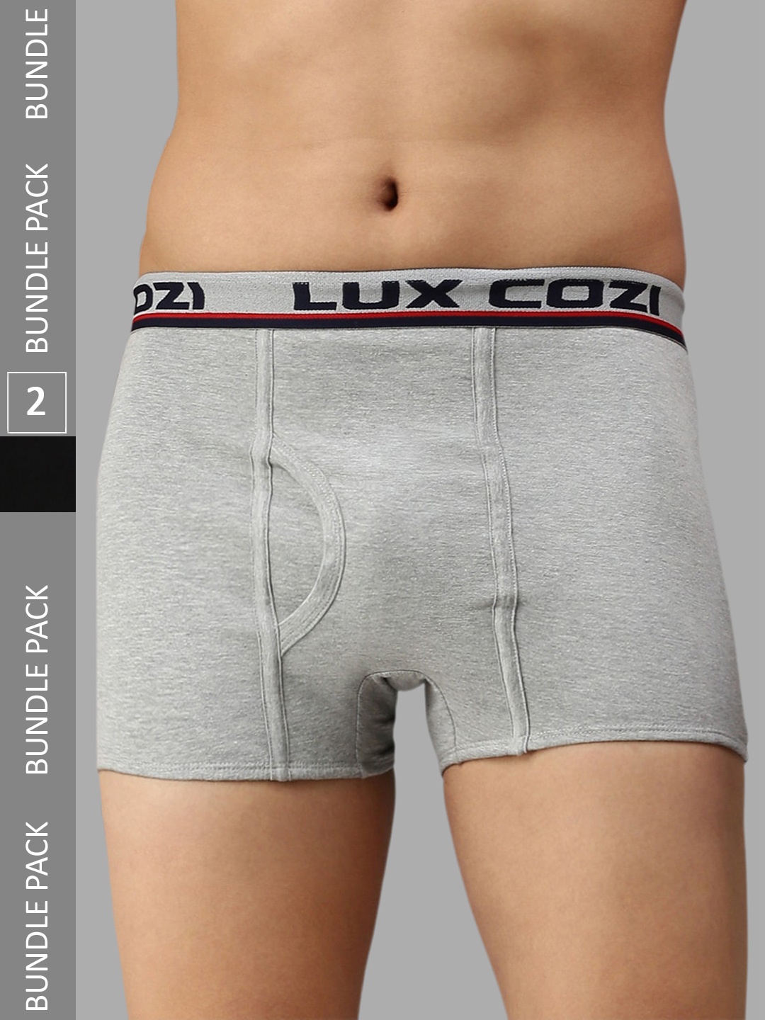 

Lux Cozi Men Pack of 2 Mid-Rise Short Length Trunks COZI_BIGSHOT_SLP_BLK_GM_2PC, Black