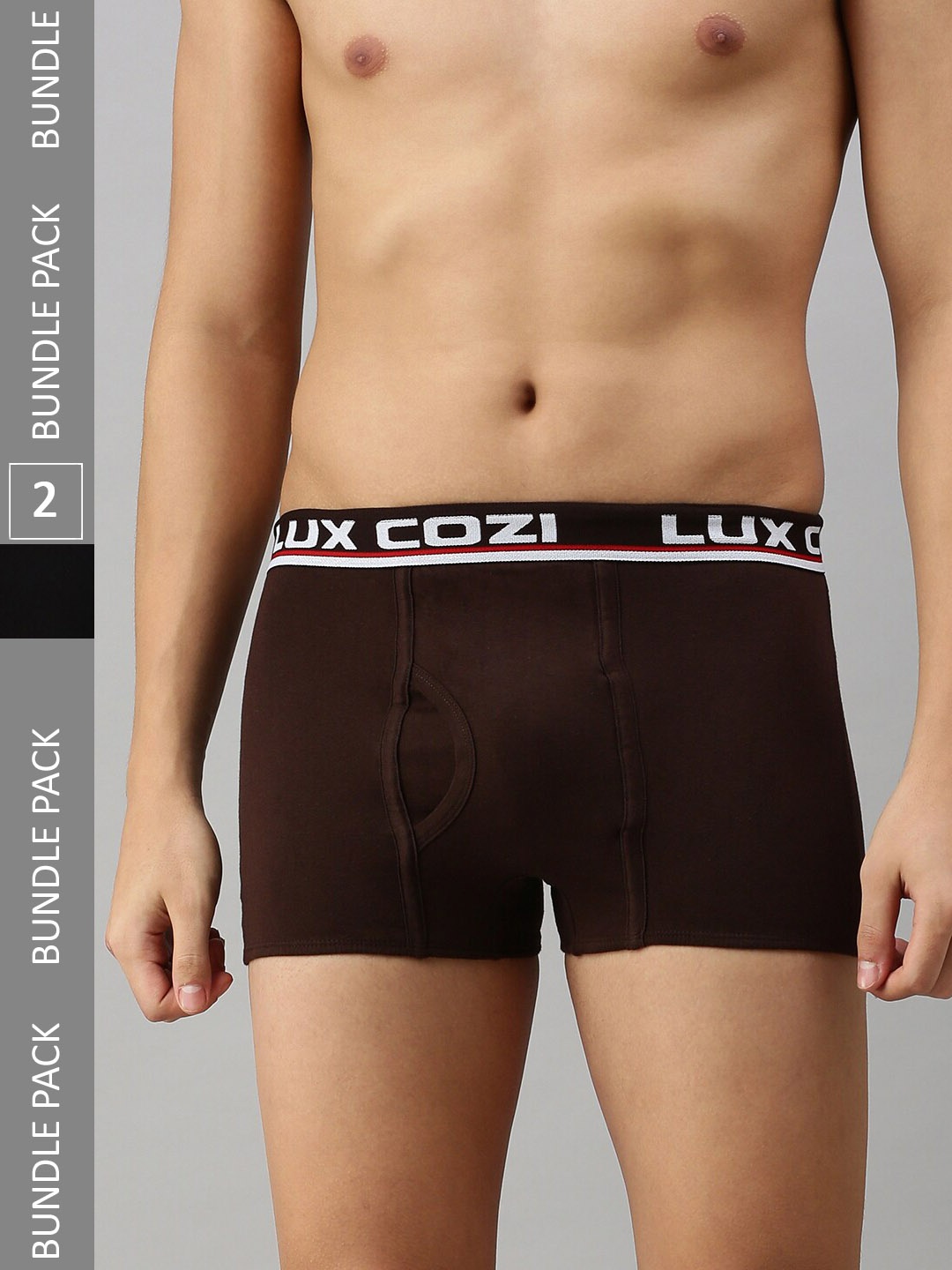 

Lux Cozi Men Pack of 2 Mid-Rise Short Length Trunks, Black