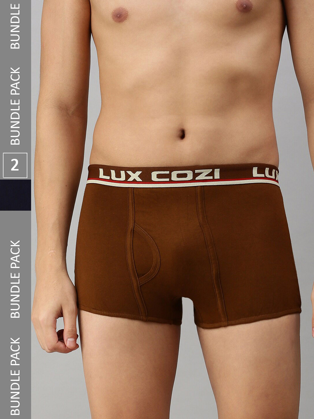 

Lux Cozi Men Pack Of 2 Mid-Rise Pure Cotton Trunks, Brown