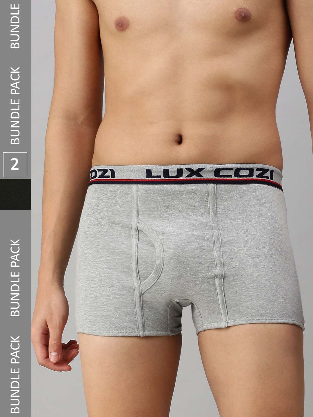 

Lux Cozi Men Pack Of 2 Mid-Rise Trunks, Grey