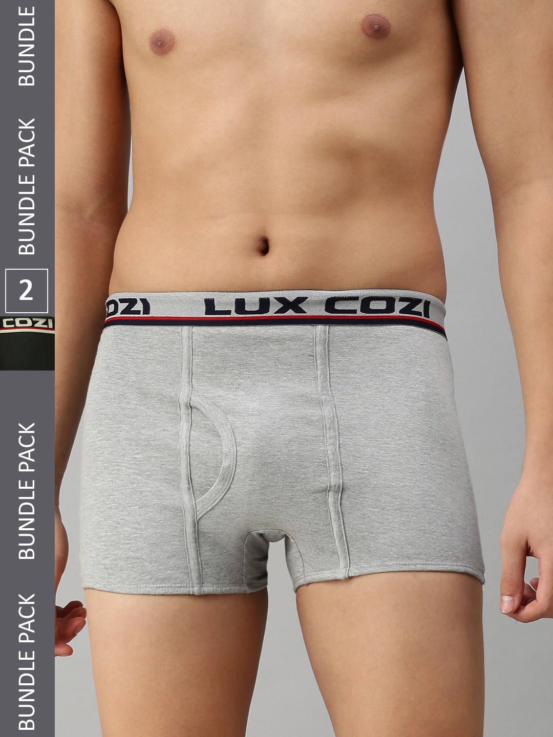 

Lux Cozi Men Plus Size Pack of 2 Basic Trunks, Grey