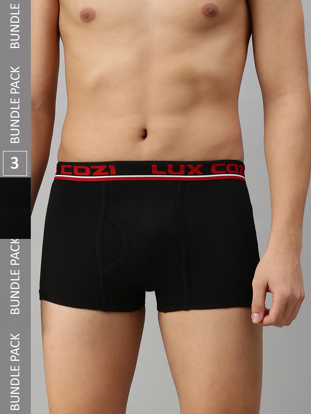 

Lux Cozi Men Pack Of 3 Deo-Soft Trunks, Black