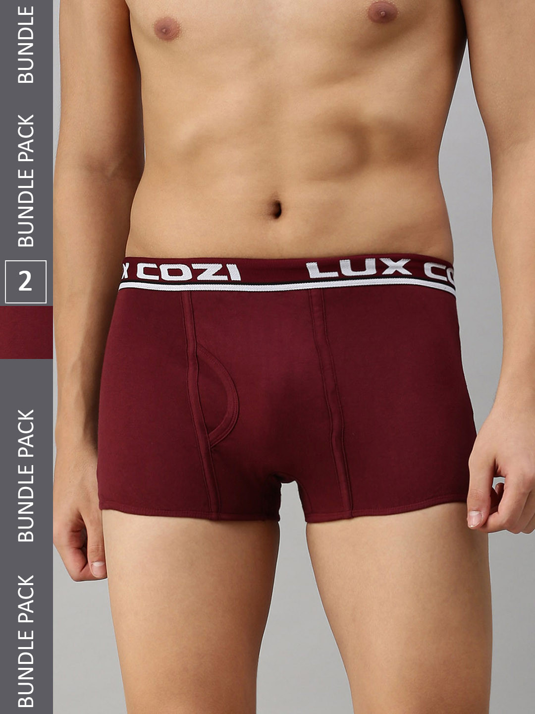 

Lux Cozi Men Pack of 2 Brand Logo Printed Pure Cotton Trunks COZI_BIGSHOT_SLP_MRN_2PC, Maroon