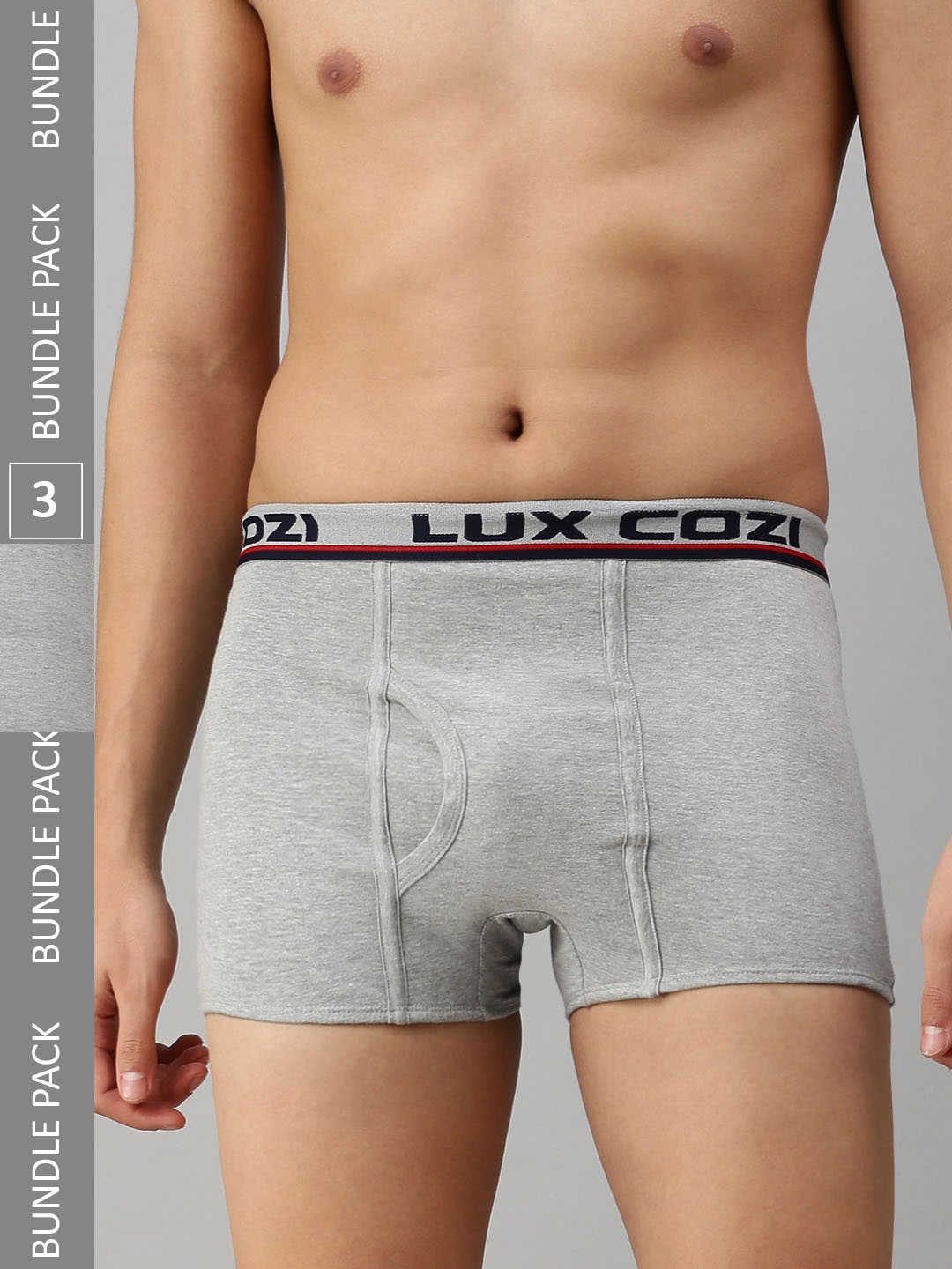 

Lux Cozi Men Pack of 3 Basic Trunks COZI_BIGSHOT_SLP_GM_3PC, Grey melange