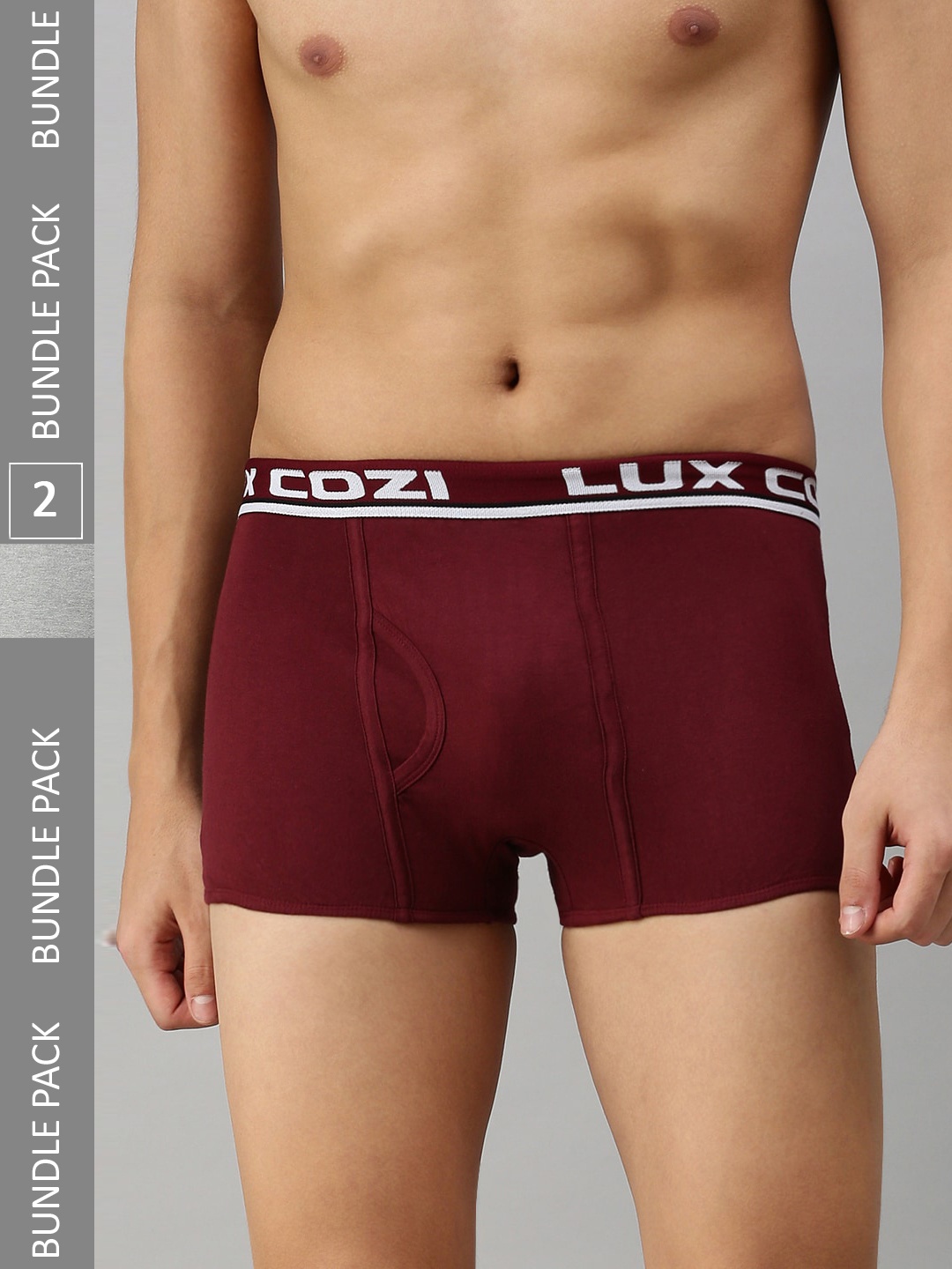 

Lux Cozi Men Pack of 2 Basic Trunks COZI_BIGSHOT_SLP_GM_MRN_2PC, Grey melange