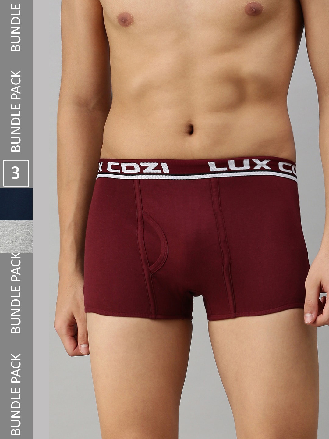 

Lux Cozi Men Pack of 3 Short Trunks COZI_BIGSHOT_SLP_GM_MRN_MBU_3PC, Grey melange