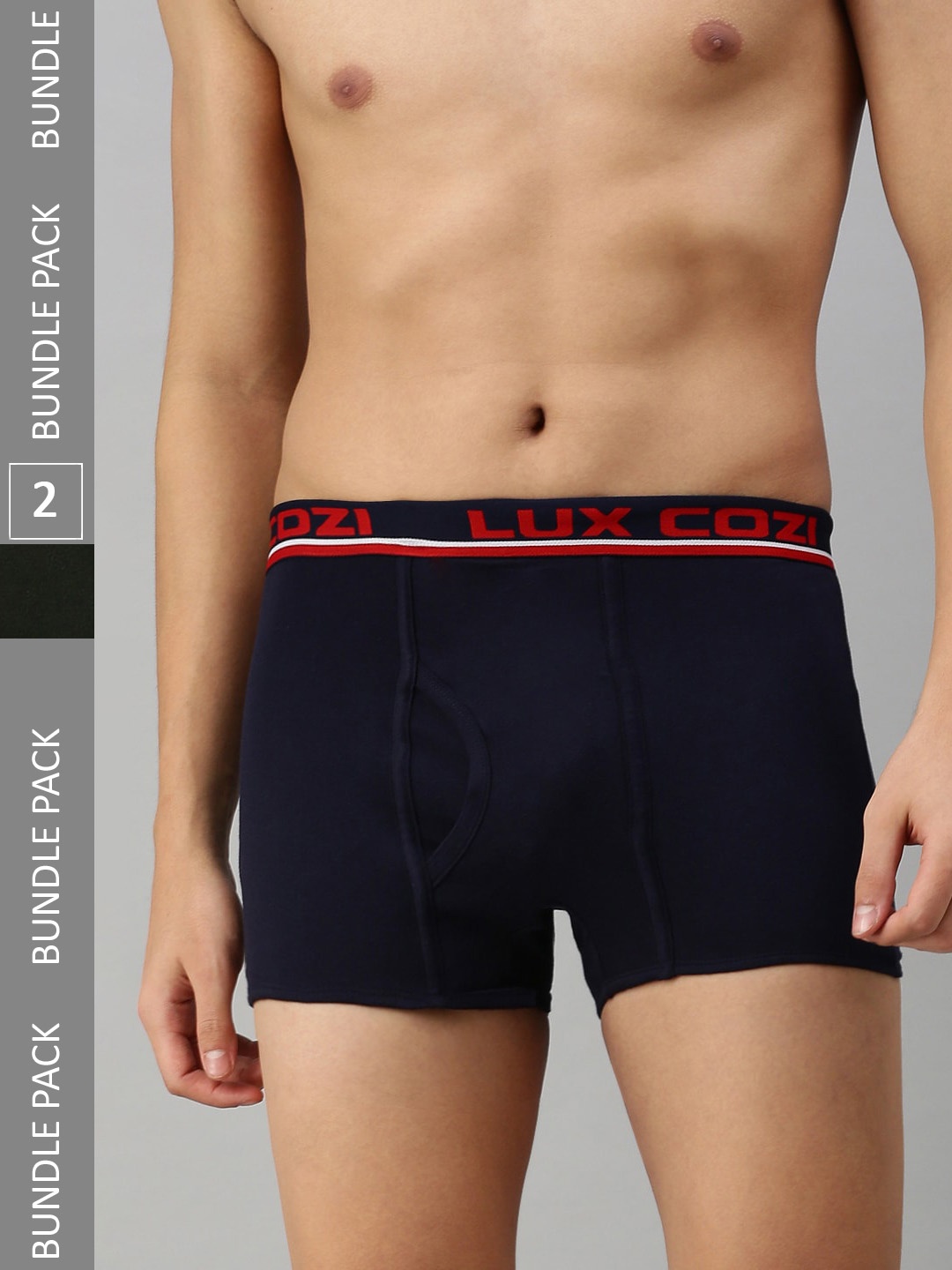 

Lux Cozi Men Pack of 2 Mid-Rise Short Length Trunks, Green