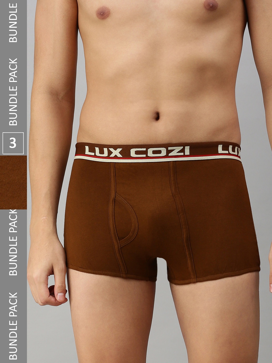 

Lux Cozi Men Pack Of 3 Mid-Rise Pure Cotton Trunks, Mustard