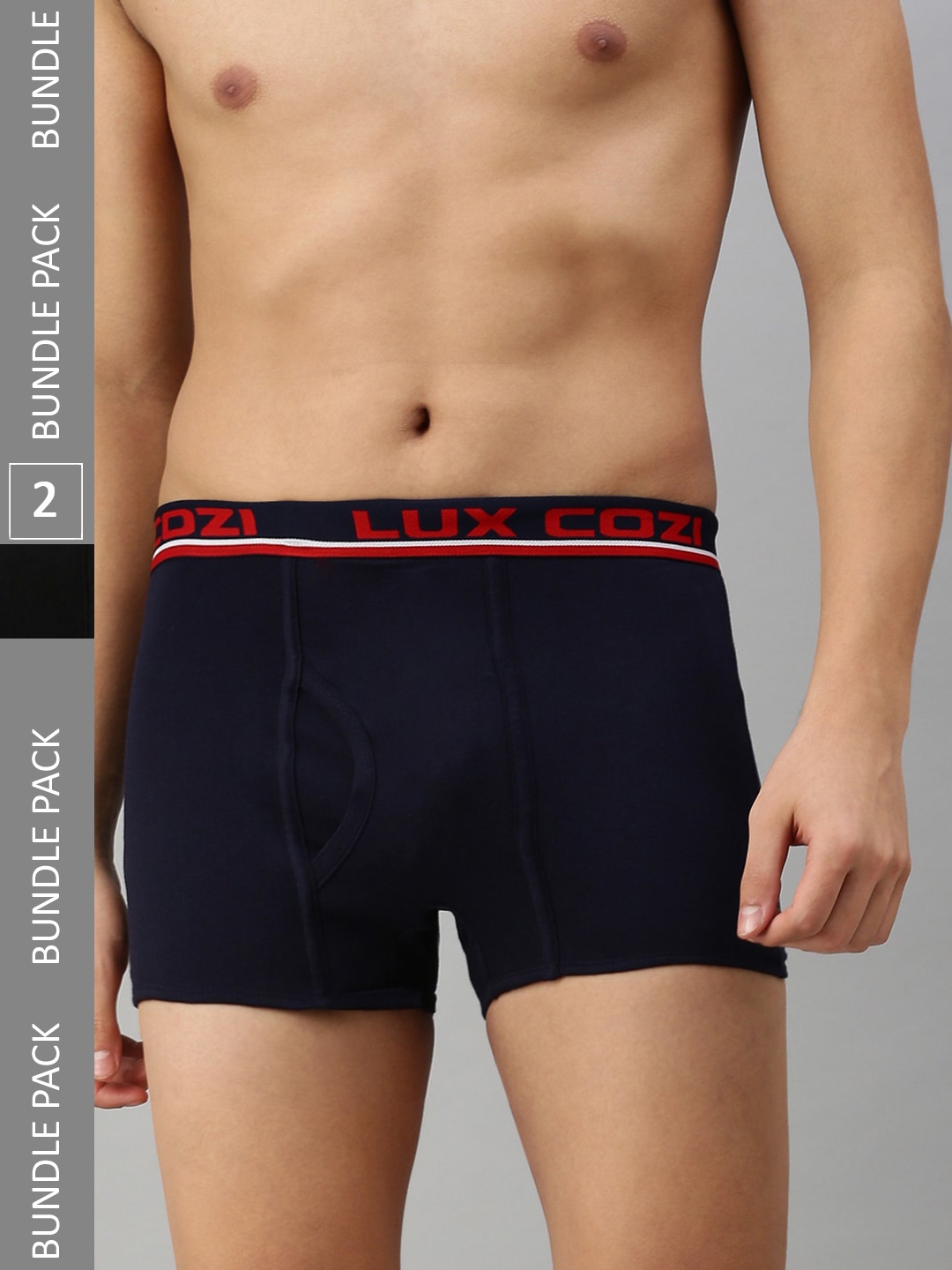 

Lux Cozi Men Pack Of 2 Mid-Rise Pure Cotton Trunks, Navy blue