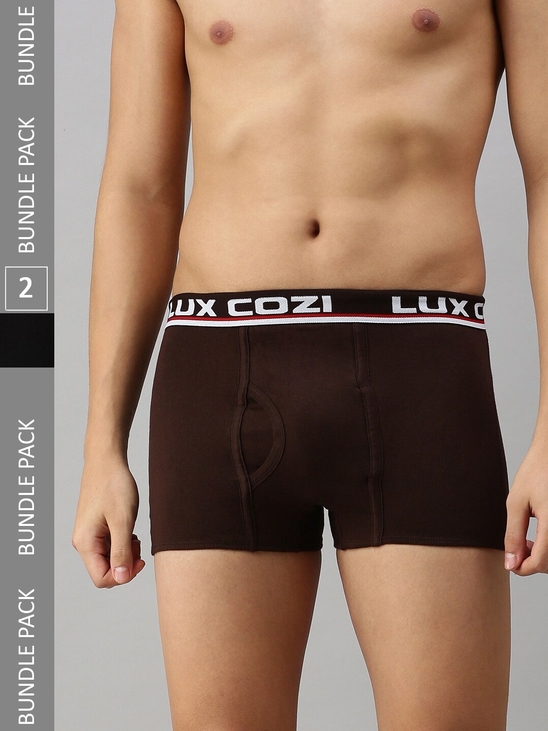 

Lux Cozi Men Pack of 2 Mid-Rise Short Length Trunks, Black