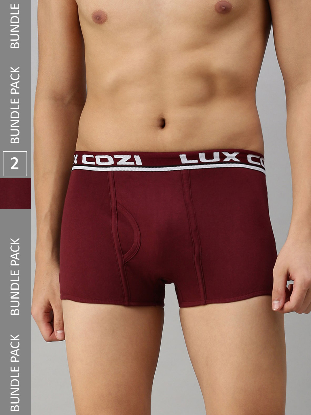 

Lux Cozi Men Pack of 2 Mid-Rise Short Length Trunks, Maroon