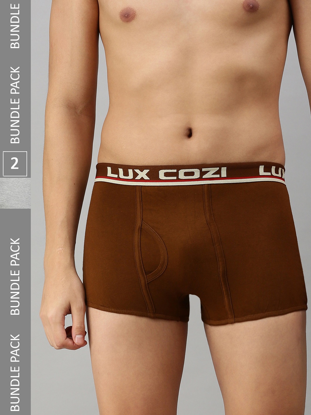 

Lux Cozi Men Pack of 2 Cotton Basic Trunks, Grey melange