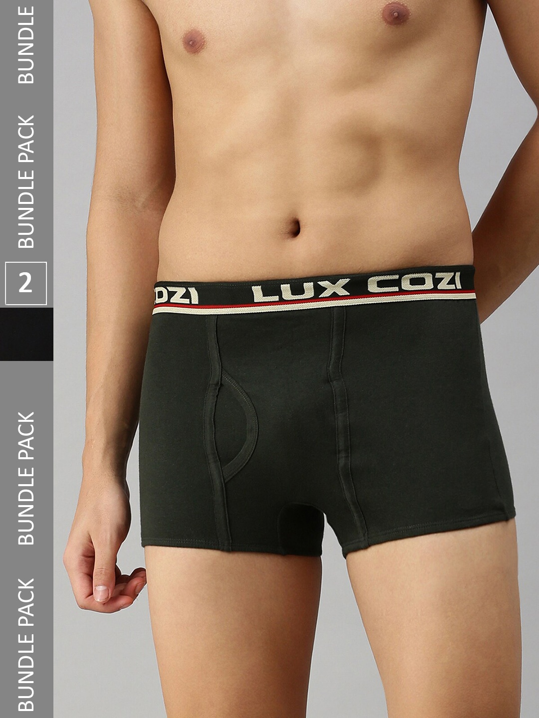 

Lux Cozi Men Pack Of 2 Mid Rise Trunks, Black