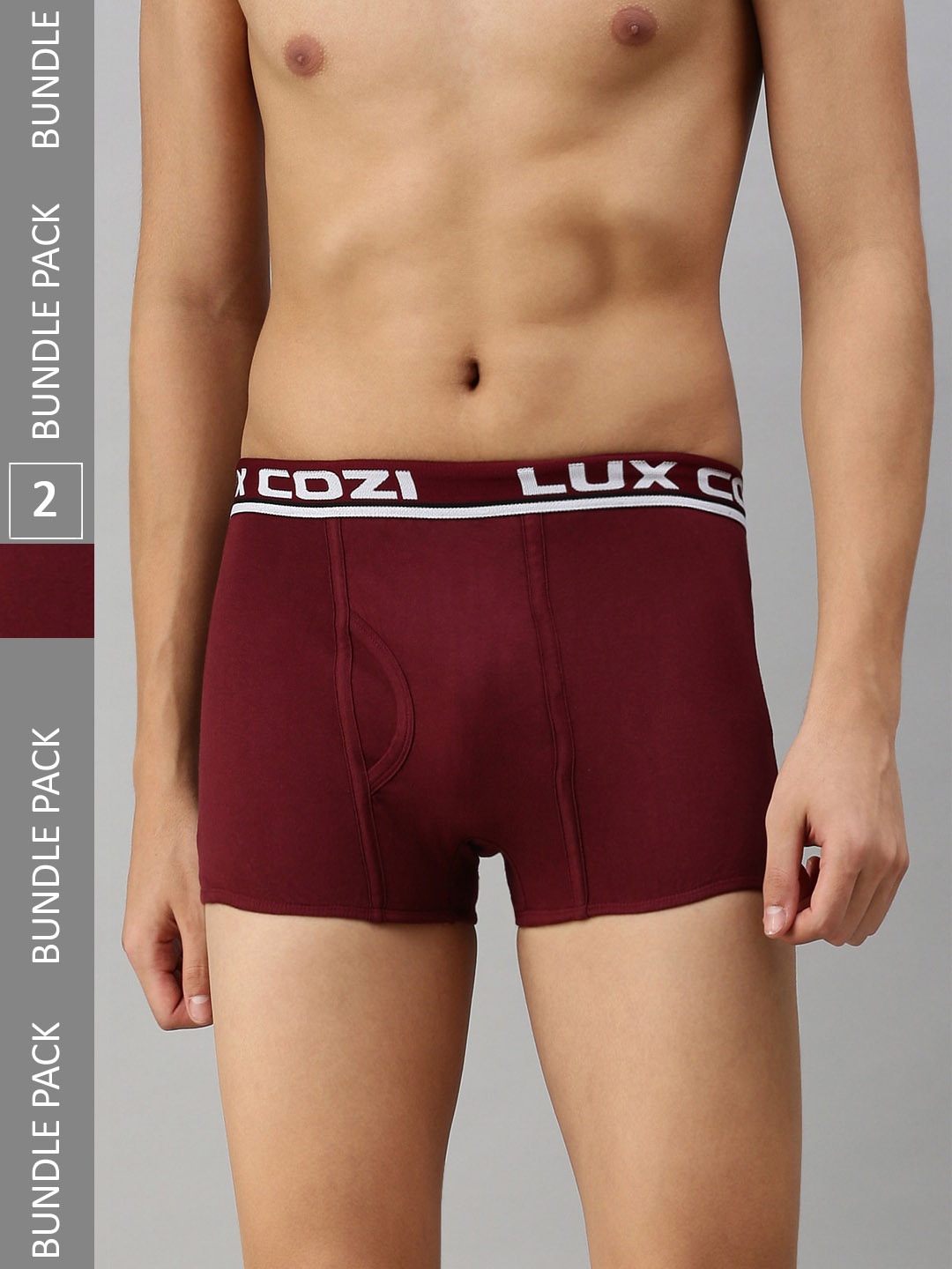 

Lux Cozi Men Pack Of 2 Mid Rise Trunks, Maroon