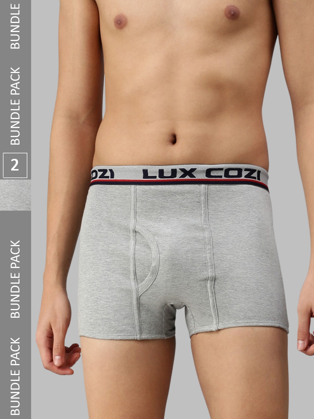 

Lux Cozi Men Pack Of 2 Trunks- COZI_BIGSHOT_SLP_GM_3PC, Grey melange