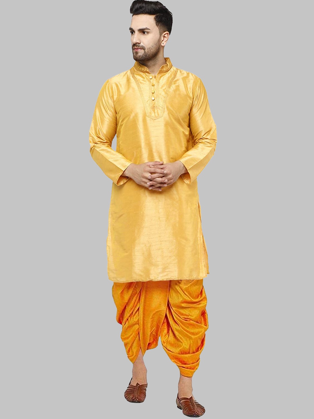 

ROYAL KURTA Men Kurta with Dhoti Pants, Gold