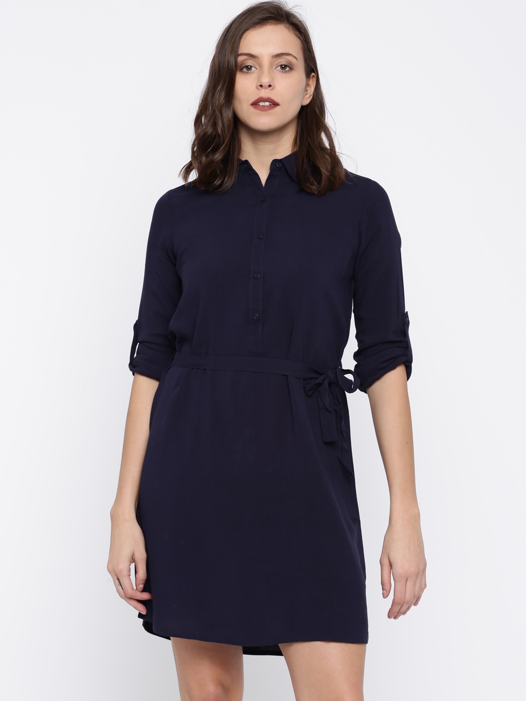 

U.S. Polo Assn. Women Navy Solid Shirt Dress, Navy blue