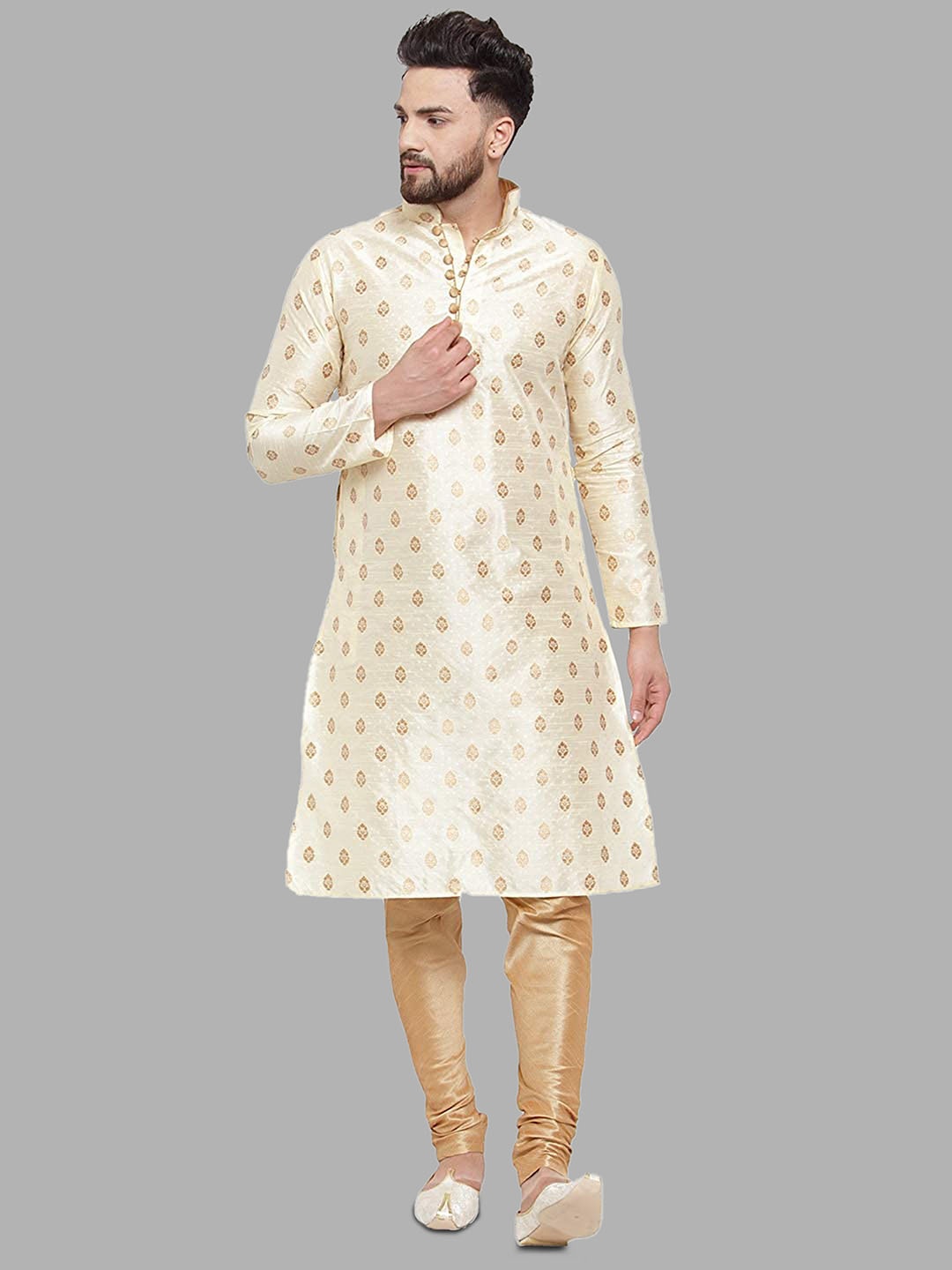 

ROYAL KURTA Men Kurta With Churidar, Cream