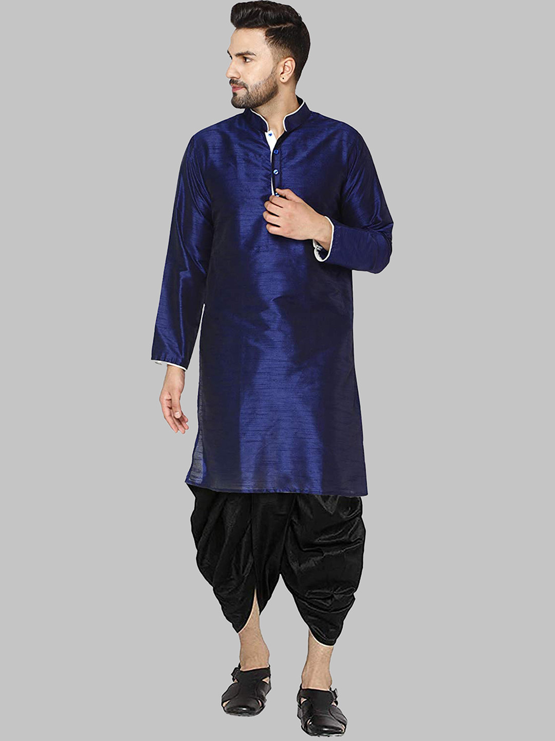 

ROYAL KURTA Men Kurta With Dhoti Pants, Blue