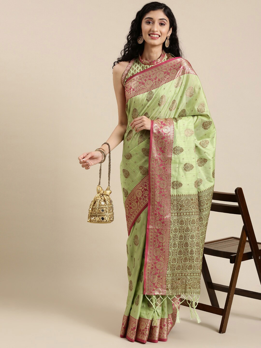 

Mitera Woven Design Banarasi Saree, Green