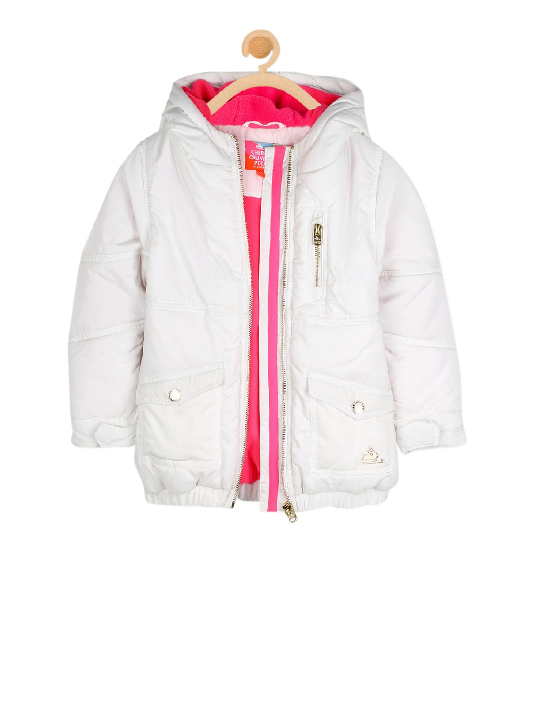 

Cherry Crumble Unisex White Solid Windcheater Open Front Jacket